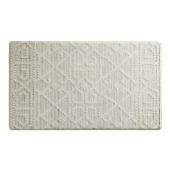 World Market Ivory and Gray Geometric Nonslip Kitchen Floor Mat