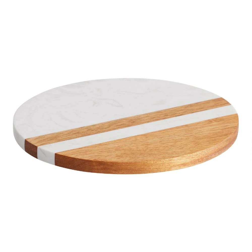 World Market Round White Marble and Wood Trivet 3 World Market Round White Marble and Wood Trivet