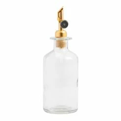 World Market Glass Oil Bottle with Gold Stopper