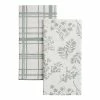World Market Green Floral and Windowpane Kitchen Towel 2 Pack